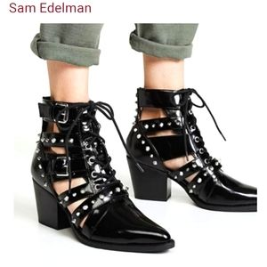 NWT Sam Edelman Elana Black Studded Moto Boot